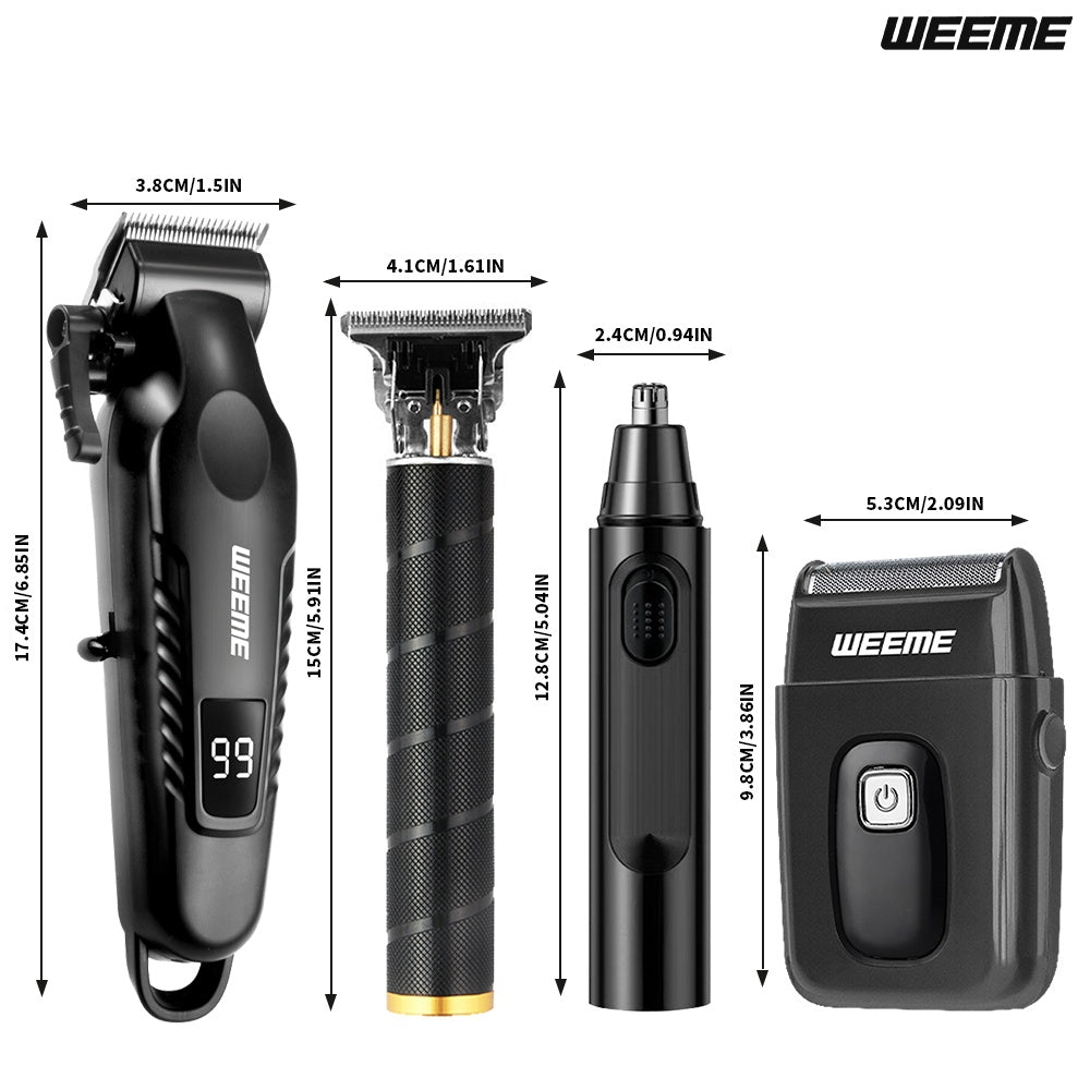 WEEME 4pcs/3pcs/1pc Beard Trimmer, Hair Clippers Men'S Shaver Electric Razor, Cordless Barber Clippers And Trimmers Set, Hair Cutting Kit for Men Grooming, Home And Barber Use, Precision Styling Tools, Ideal Father'S Day Gift