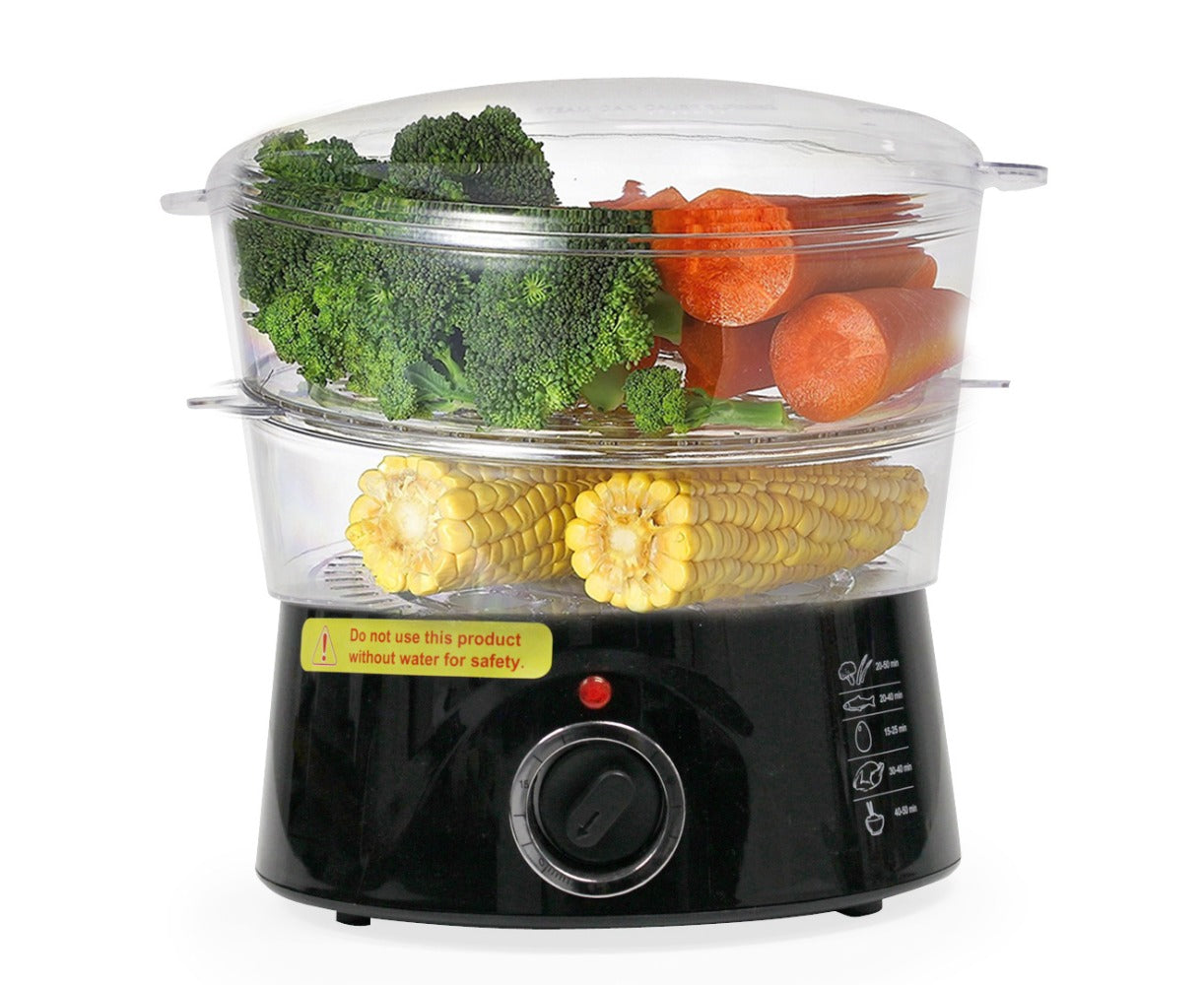 5L Multi-Tier Electric Food Steamer - vegetables, seafood and meal – product detail angle