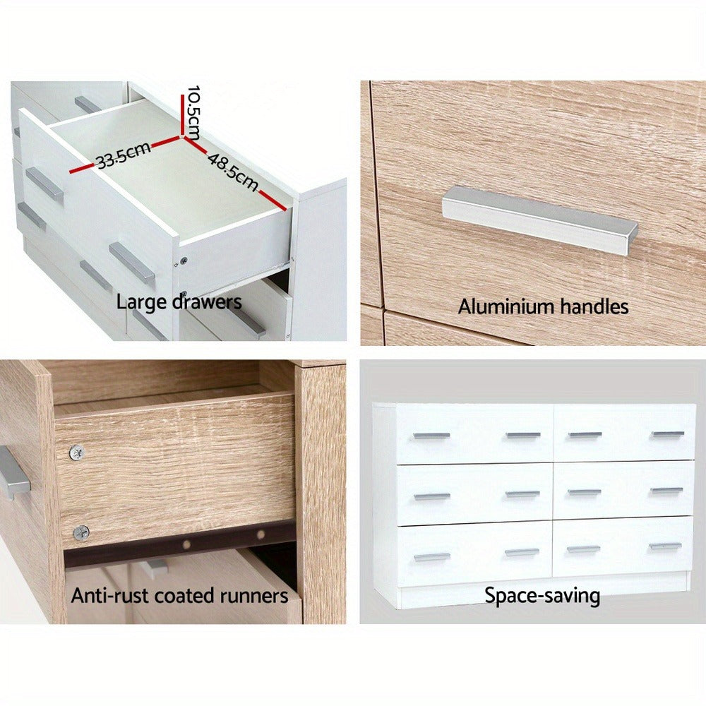 6-Drawer Tallboy Storage Cabinet – Space-Saving Home Organiser – alternate design view