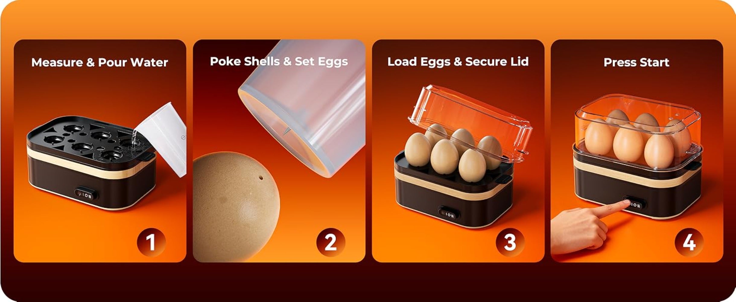6-Egg Electric Cooker with Auto Shut-Off - breakfast and meal – additional product view 11