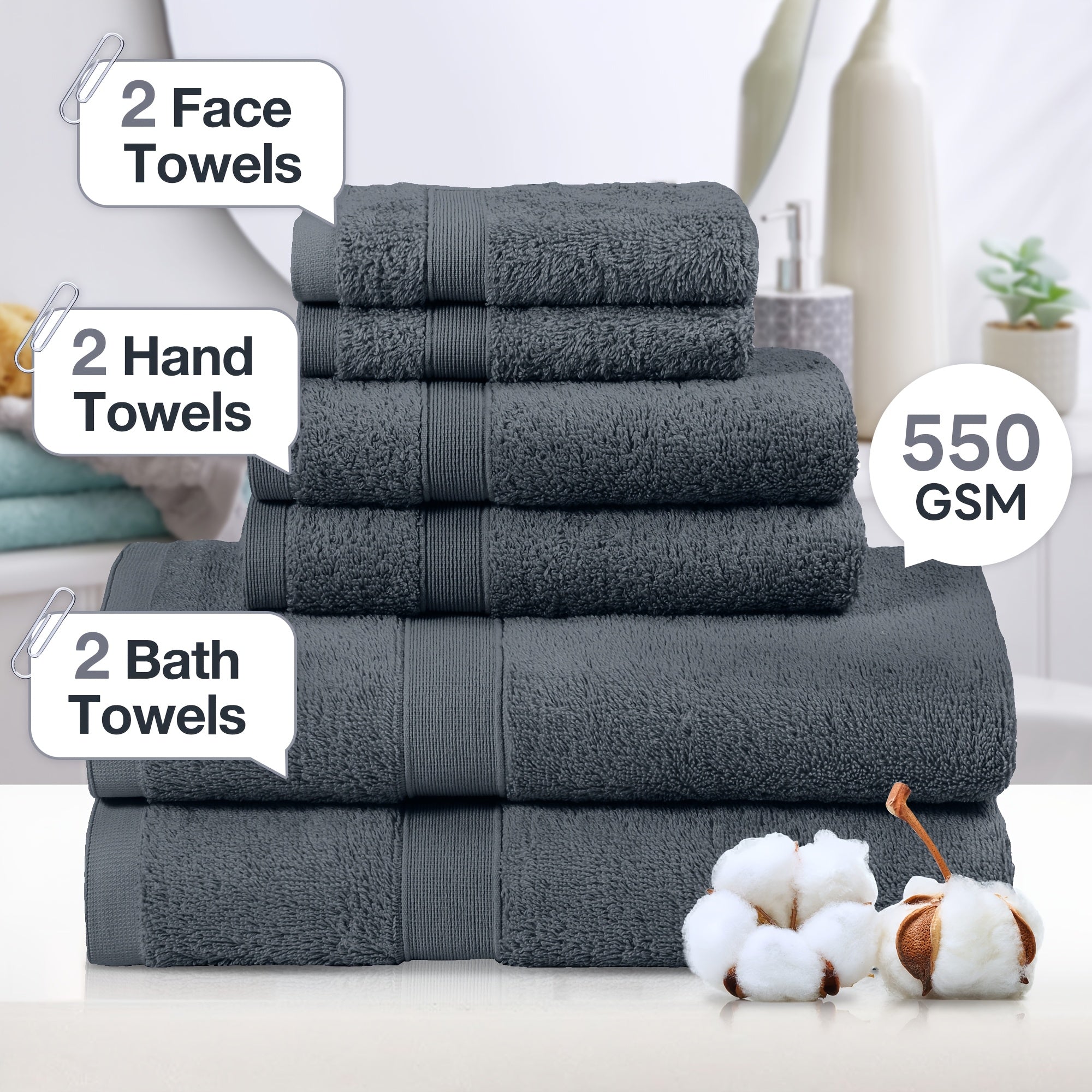 6-Piece Cotton Bath Towel Set product detail 27