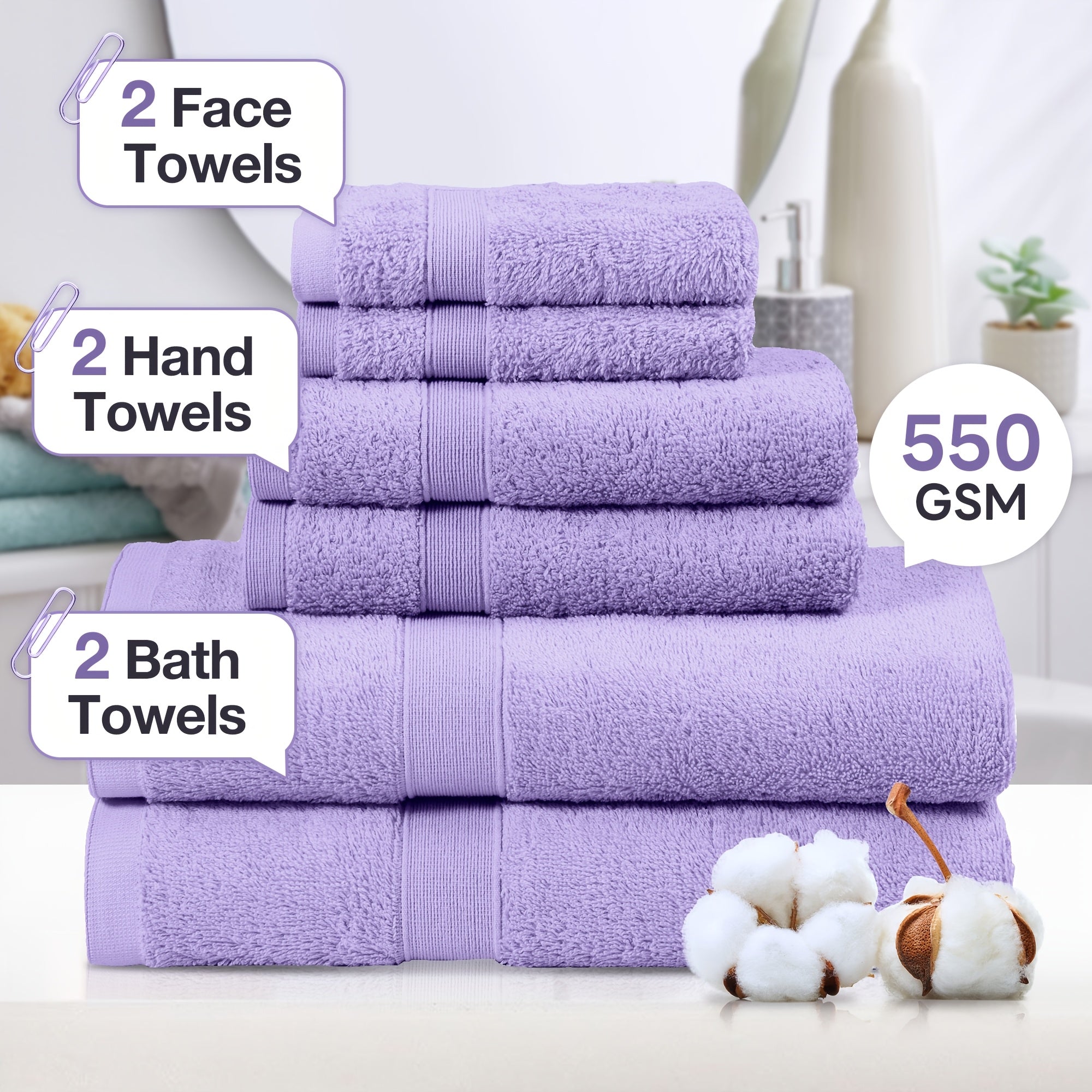 6-Piece Cotton Bath Towel Set product detail 28