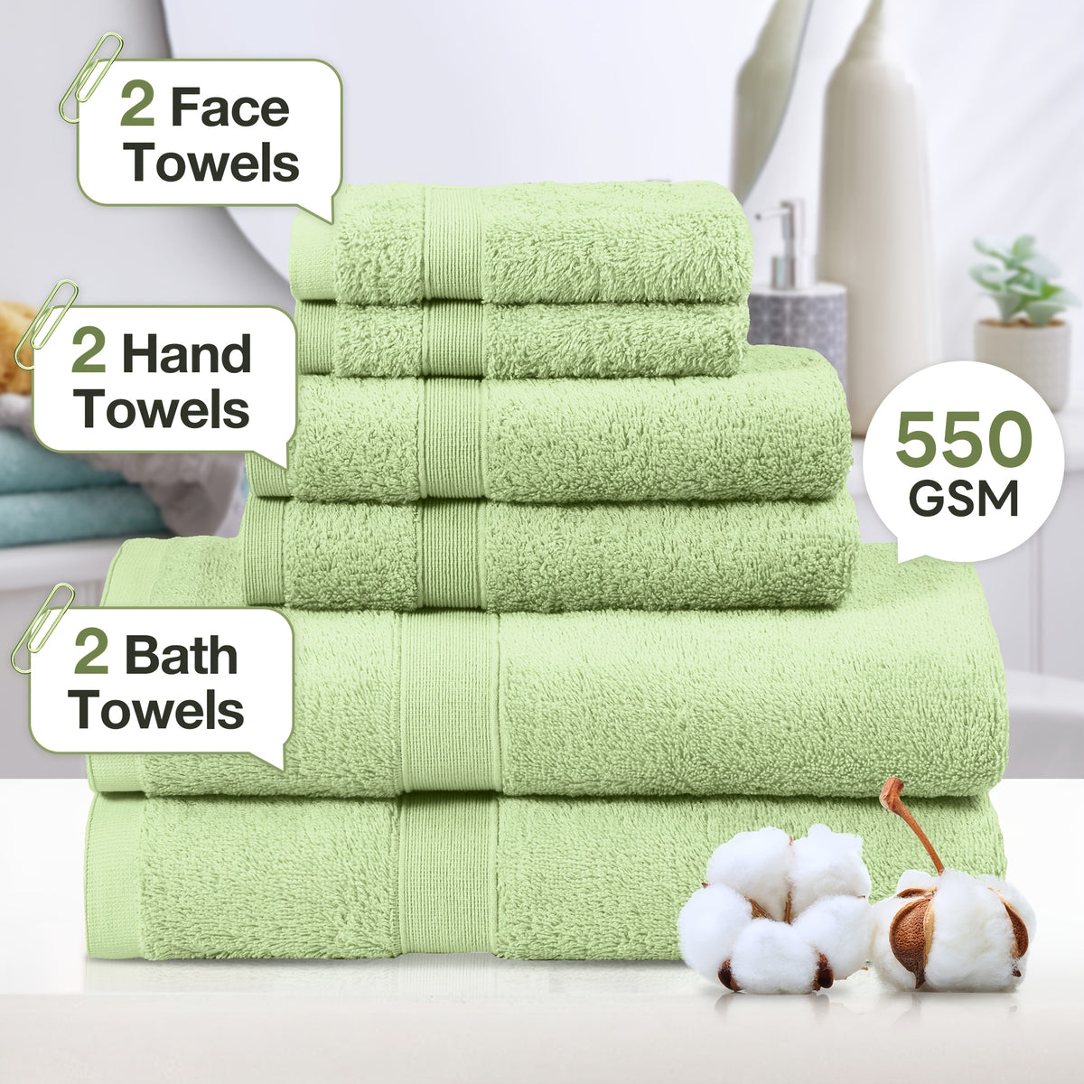6-Piece Cotton Bath Towel Set product detail 29
