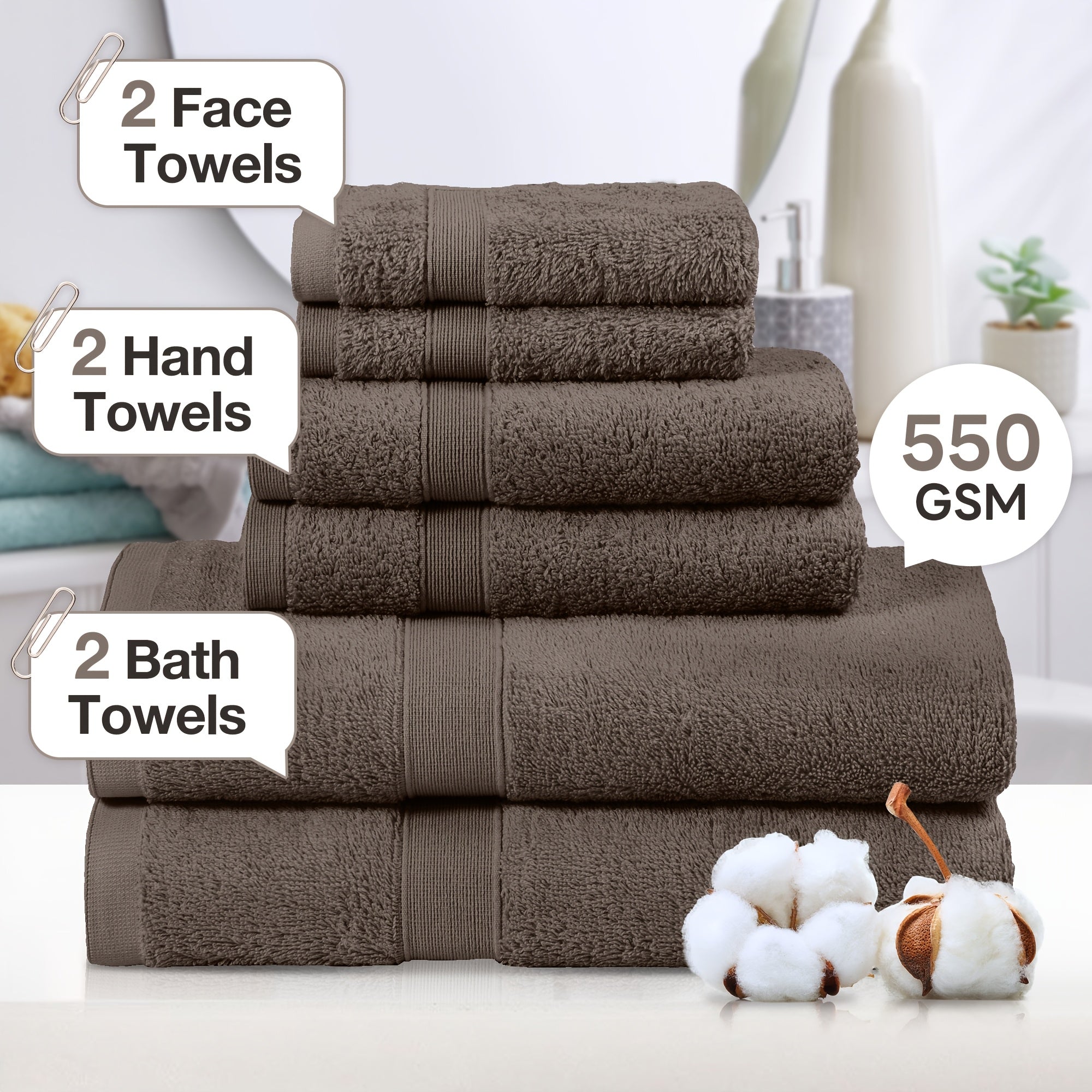 6-Piece Cotton Bath Towel Set product detail 30