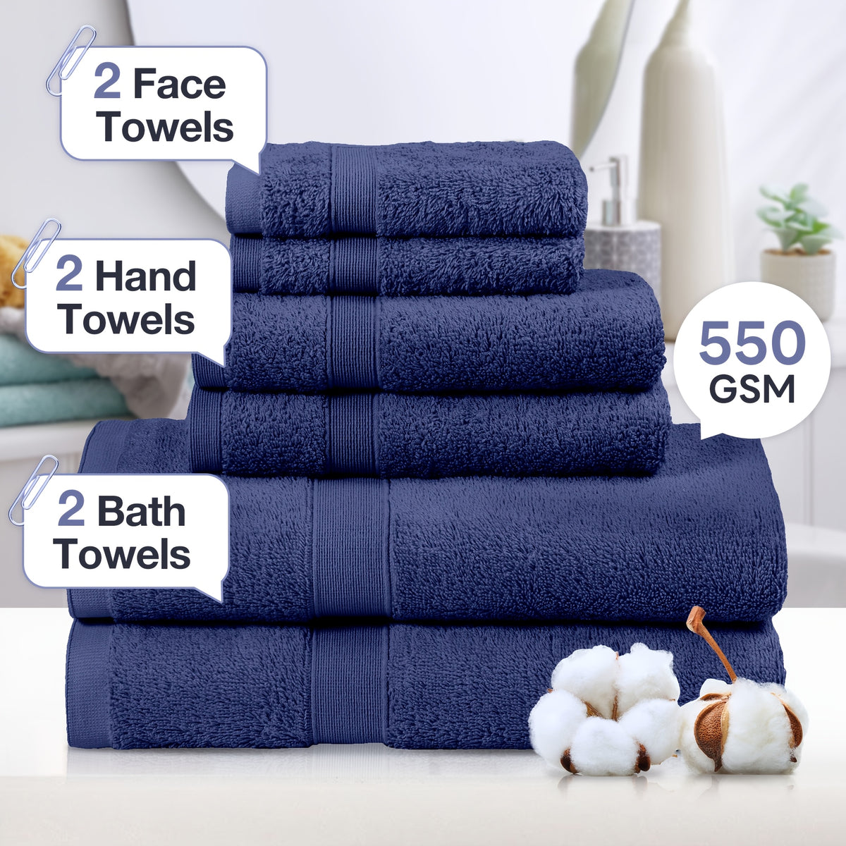 6-Piece Cotton Bath Towel Set product detail 31
