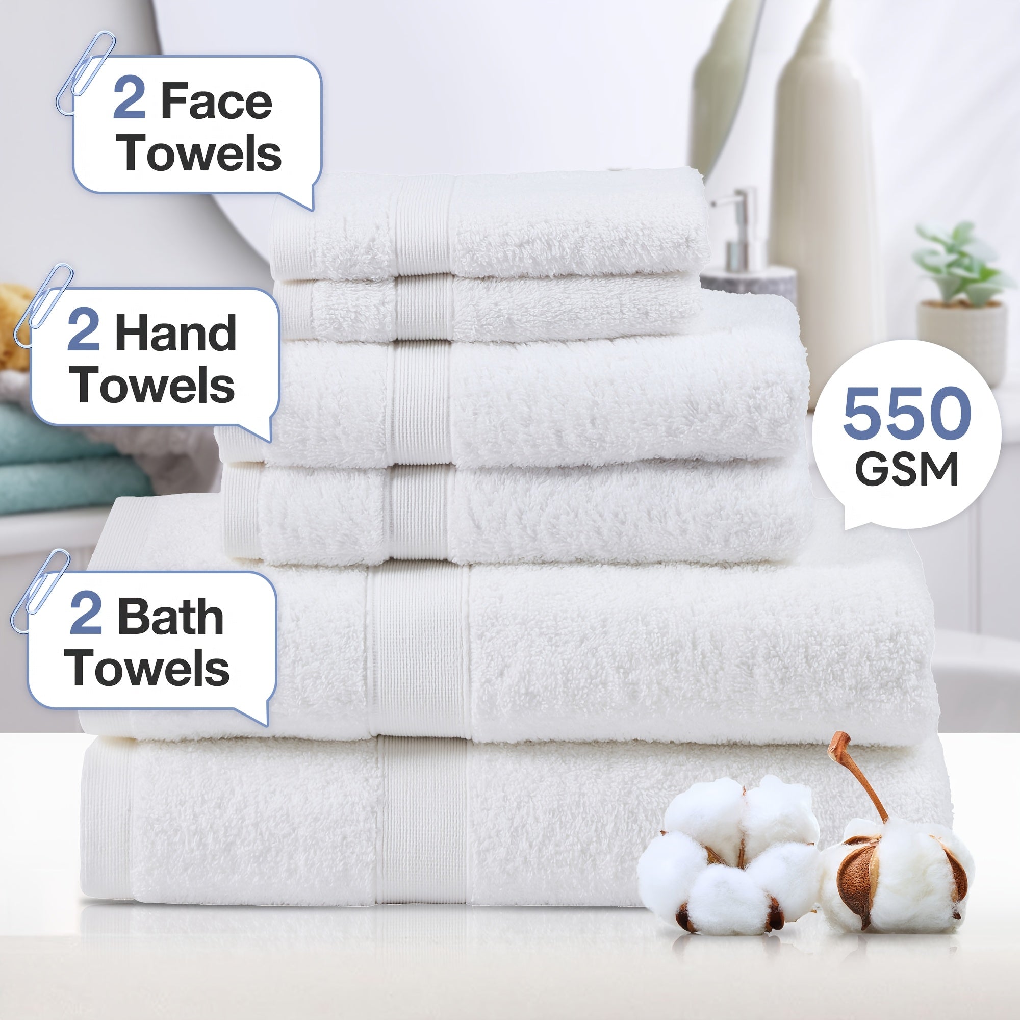 6-Piece Cotton Bath Towel Set product detail 32