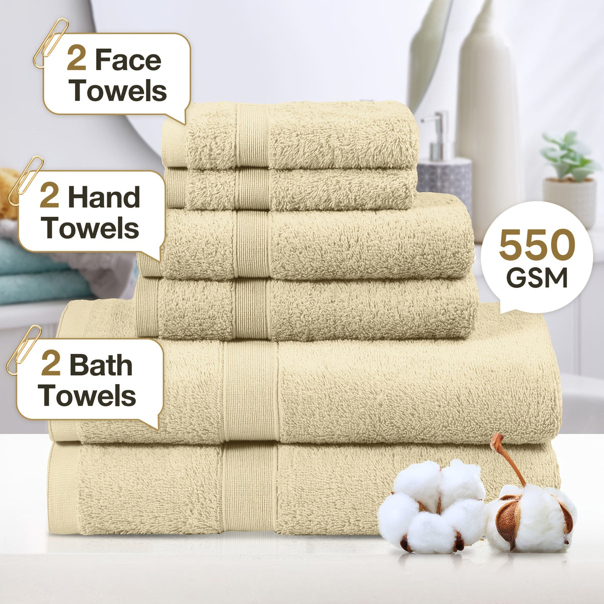 6-Piece Cotton Bath Towel Set product detail 33
