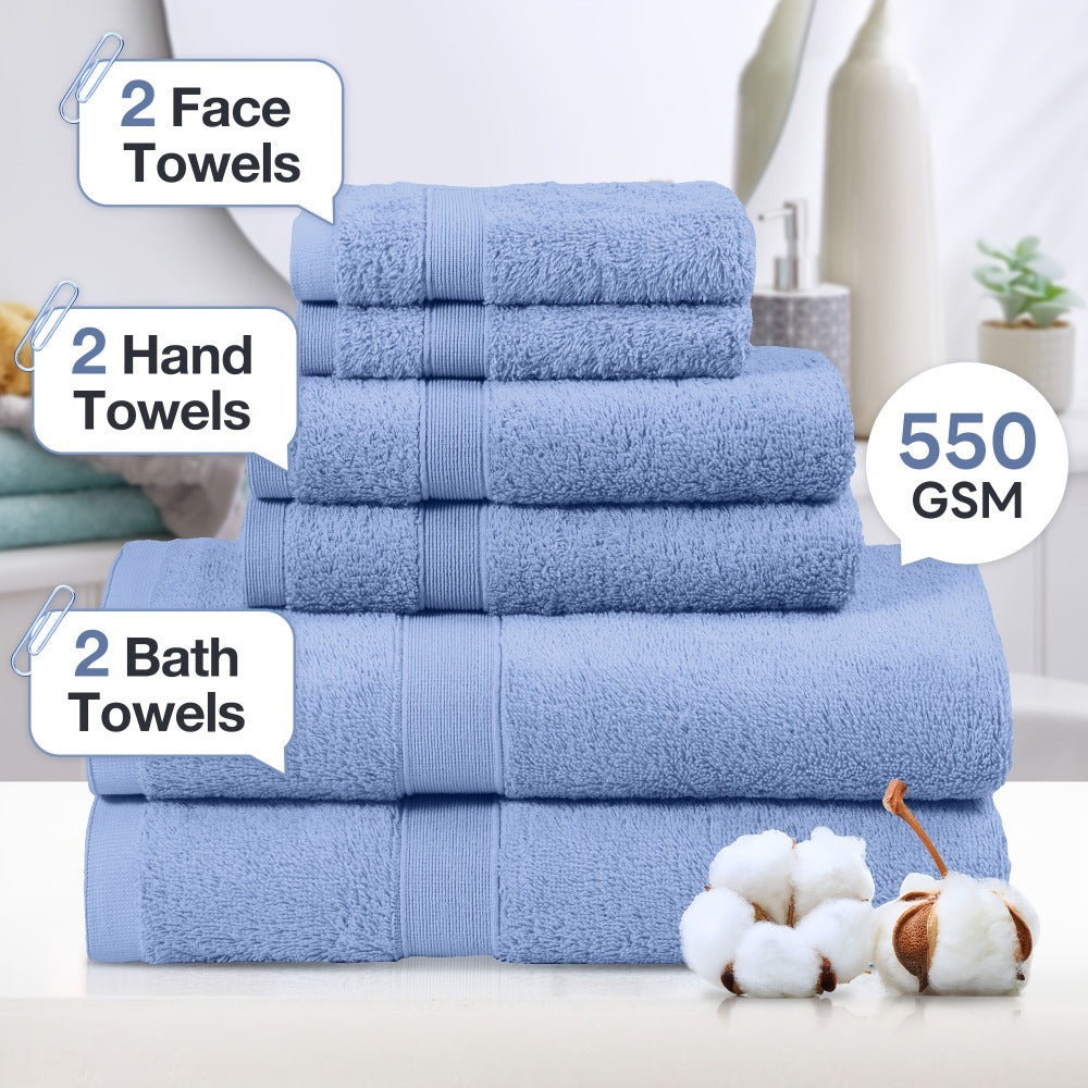 6-Piece Cotton Bath Towel Set for Australian homes