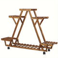 6-Tier Rolling Plant Stand – Carbonised Wood Pot Display for Patio – additional product view 11