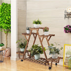 6-Tier Rolling Plant Stand – Carbonised Wood Pot Display for Patio – additional product view 9