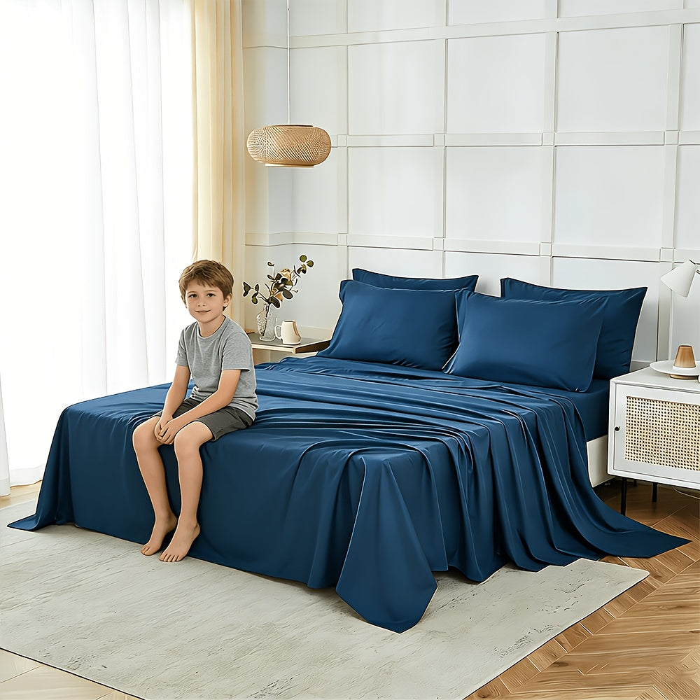 Extra Deep Pocket Sheet Sheets - Bamboo Sheet & Pillowcase Sets for Kids, Bamboo Breathable & Cooling Bed Sheets - Hotel Luxury Bed Sheet Set for Mom And Kids- Soft, Wrinkle-Free & Comfy - Hypoallergenic & Gentle On Skin - Fits Extra Deep Mattresses