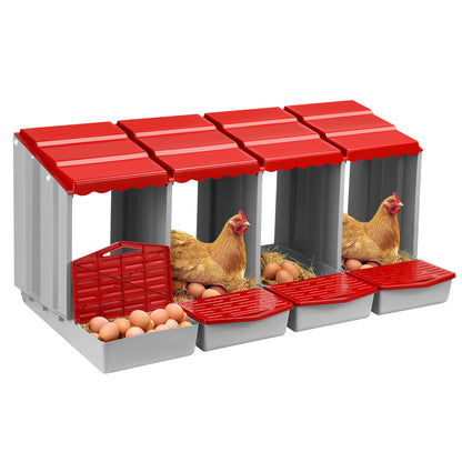 Maxkon Chicken Nesting Box 4 Hole Chook Hen Poultry Roll Away Out Laying Boxes Inside Outside Hutch Modular House Coop Egg Nest Lay Perch Brooder Plastic