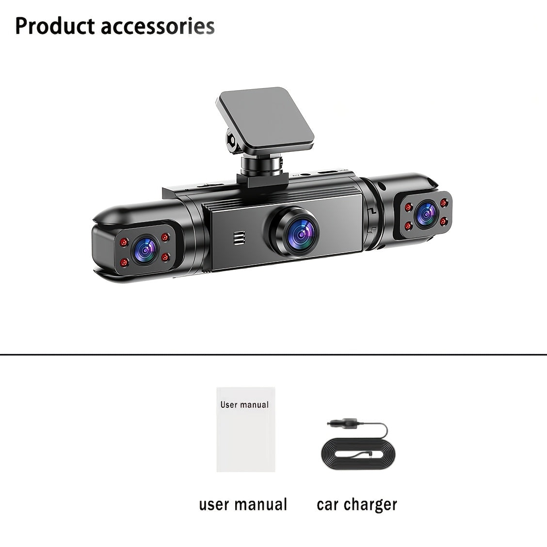 AXH 360° Panoramic 3/4 Lens Channel 1080P HD Ultimate Dash Cam Kit, 1080P Front And 720P Front-Rear-Left-Right Full Coverage, Quad-View Display, HD Night Vision, WDR, G-Sensor