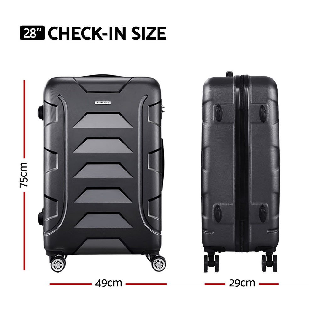 28 Inches 75Cm Luggage Trolley Travel Suitcase Set TSA Hard Case Lightweight Strap