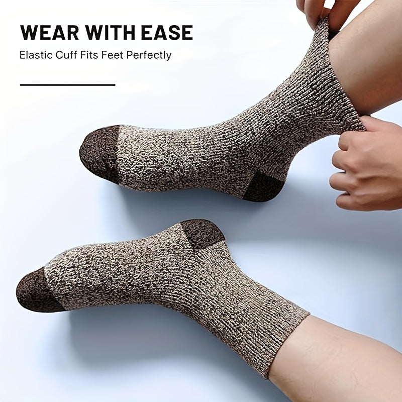 5 Pairs of Men'S Merino Wool Socks, Warm Wool Hiking Socks Extra Thick Winter Crew Socks for Valentine'S Day Gifts, Gifts (US Sizes 7-13)