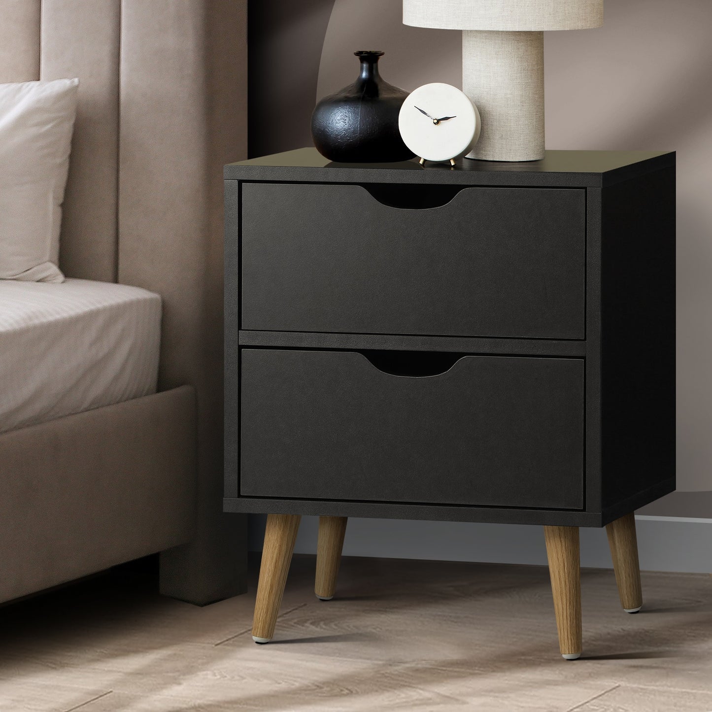 Bedside Tables 2 Drawers Side Table Bedroom Furniture Storage Cabinet