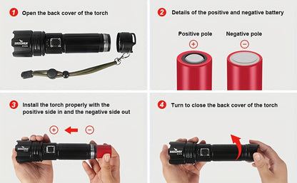 LED Torch Rechargeable Flashlight With High Lumens, Shadowhawk XHP70.2 Super Bright Torch, High Powered Torches, Powerful Handheld Tactical Flashlight For Emergency Camping Hiking Gift