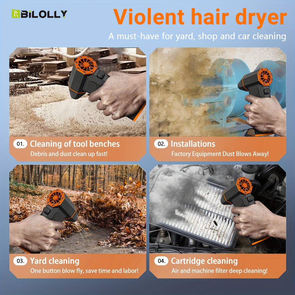 Bilolly Turbo Fan High-Power Jet Fan, 150000RPM, Compressed Air Dust Blower, 3-speed Settings - 100000/130000/150000RPM, Car Cleaning Tool, Lightweight Blower, High-Performance Motor, Durable Construction, Powerful Airflow, Birthday Gift For Men