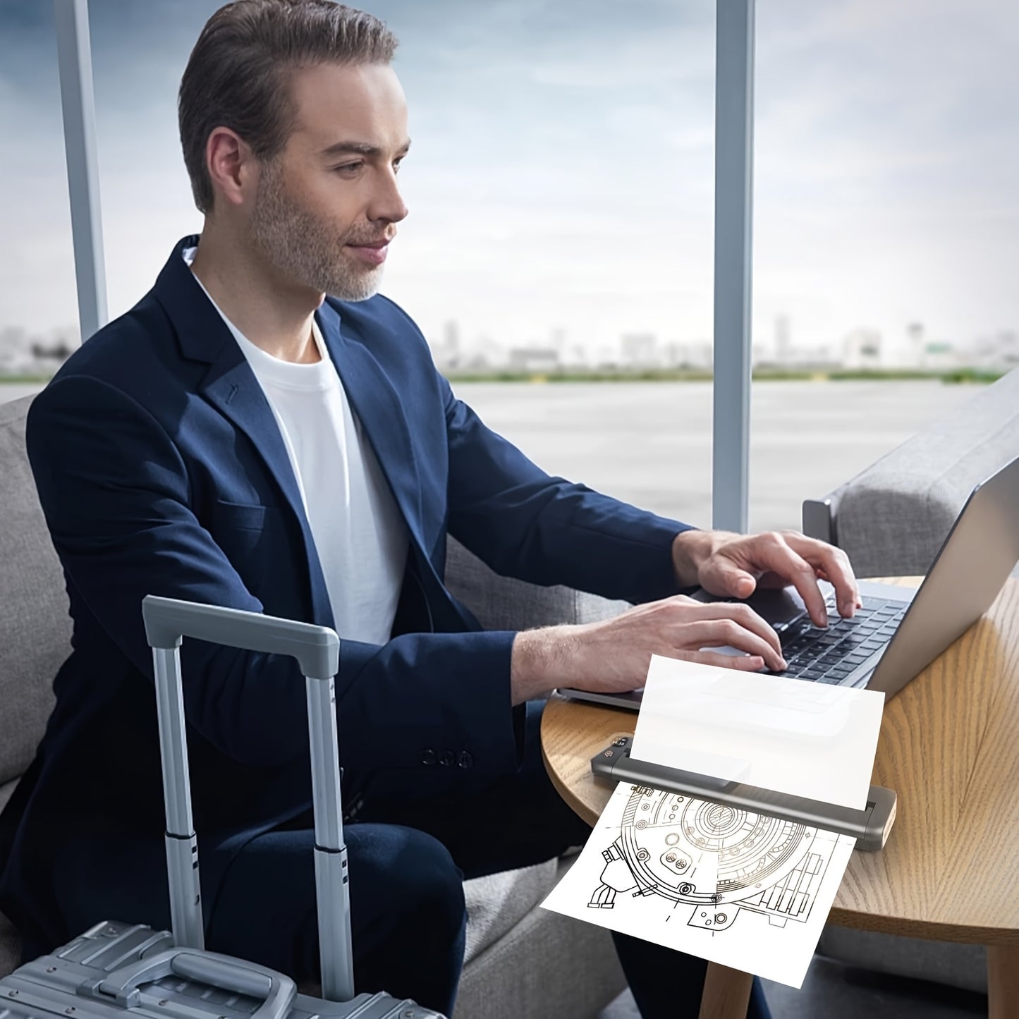 RONGTA F81 Portable Inkless Mobile Printer, Compact Office Thermal Wireless Printing for Smartphones Laptops, 203DPI High Resolution with 8.5X11 Letter And A4 Paper Support - Ideal for Travel Business Trips