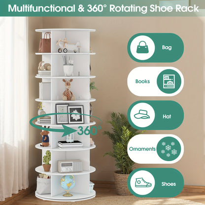 360-Degree Rotating Shoe Storage Tower, Spinning Shoe Organizer, Vertical Handbag And Shoe Display for Closet Organization