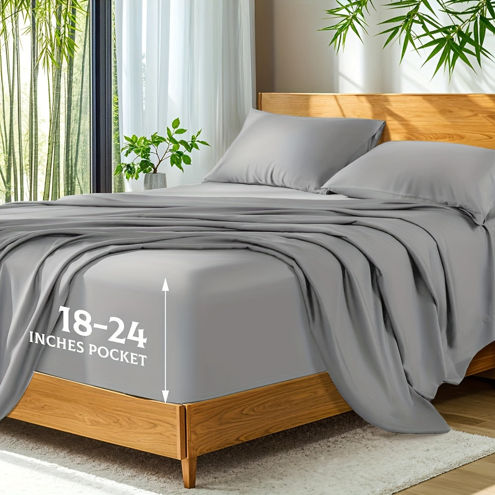 Ultra Soft Bed Sheets Set, Breathable for Spring & Summer, Deep Pocket 18-24in, Shrink-Resistant Cooling Bedding for Hot Sleepers, Queen/King/Double/Single/King Single Sizes, Ideal Gift for Halloween, Christmas, New Year & Holiday Season