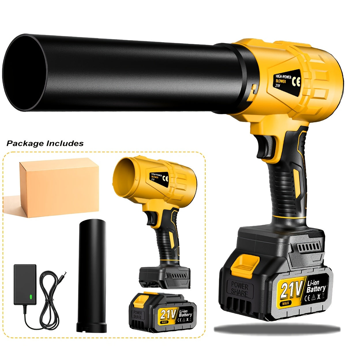 Cordless Leaf Blower, 21V Battery Powered Electric Blower for Lawn Care, Electric Lightweight Leaf Blower for Blowing Leaves, Patio Cleaning, Lawn Care And Dust( with 2 Or 1 Battery & Charger Included)