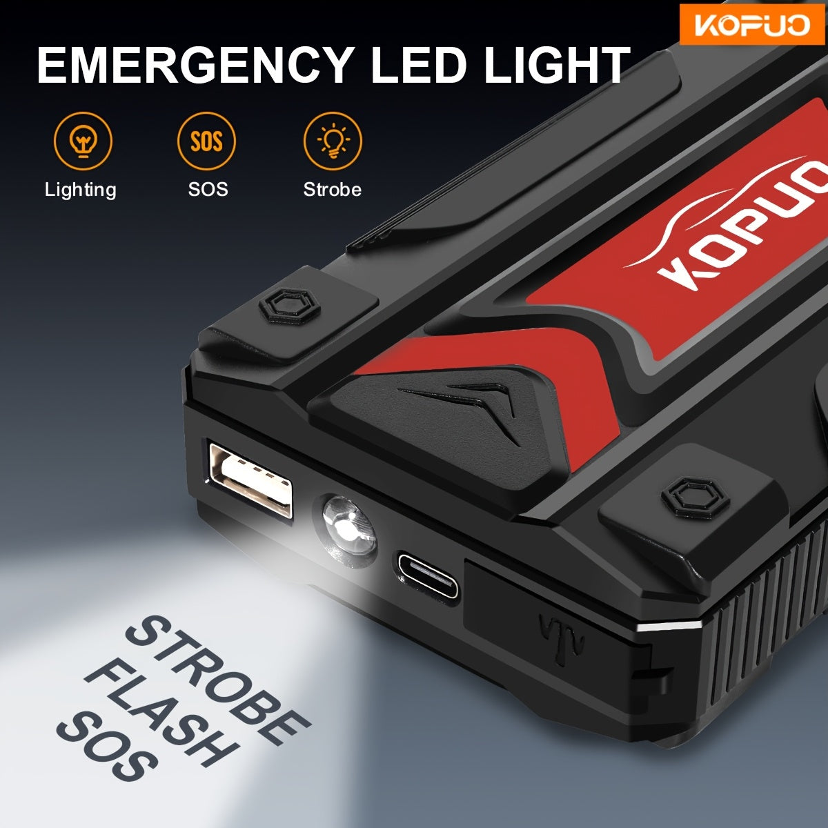 KONPCOIU 4000/5000A Peak Jump Starter For Car Battery -Professional Auto Mechanic Tool (up To 9.0L Gas/8.0L Diesel) 12V Car Battery Booster Jump Starter With Smart Safety Clamps, LCD Display, LED Light Design For Trucks, SUVs, Booster Pack