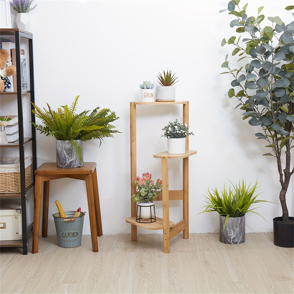 3 Tier Bamboo Tall Corner Plant Rack Planter Stand Flower Pot Holder Storage Rack for Balcony Garden Patio
