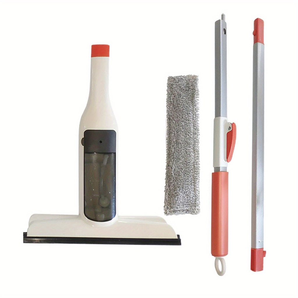 2 in 1 Window Cleaner Squeegee Kit and Floor Mop with Spray, Professional Window Wiper with Telescopic Handle, Spray Floor Mop