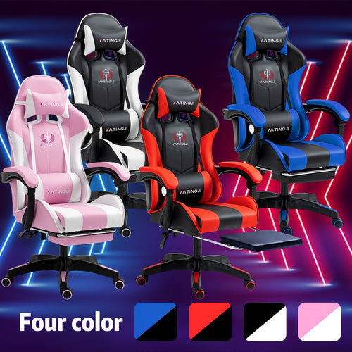MAX Gaming Chair with Racing Design, Reclining Feature, Leather End, Office Use, Footrest, And Lumbar Support