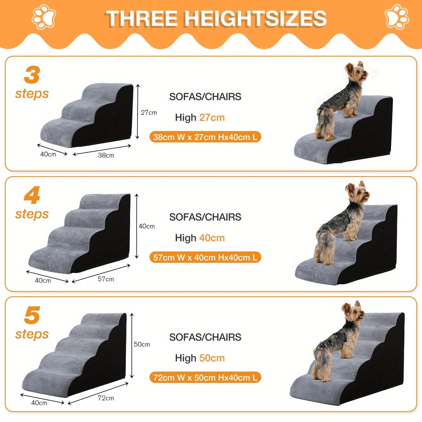 Esright Dog Stairs for Small Dogs, 3/4/5 Step Dog Stairs for High Beds And Couch, Pet Steps for Dogs And Cats, Non-Slip Stable Indoor Dog Steps