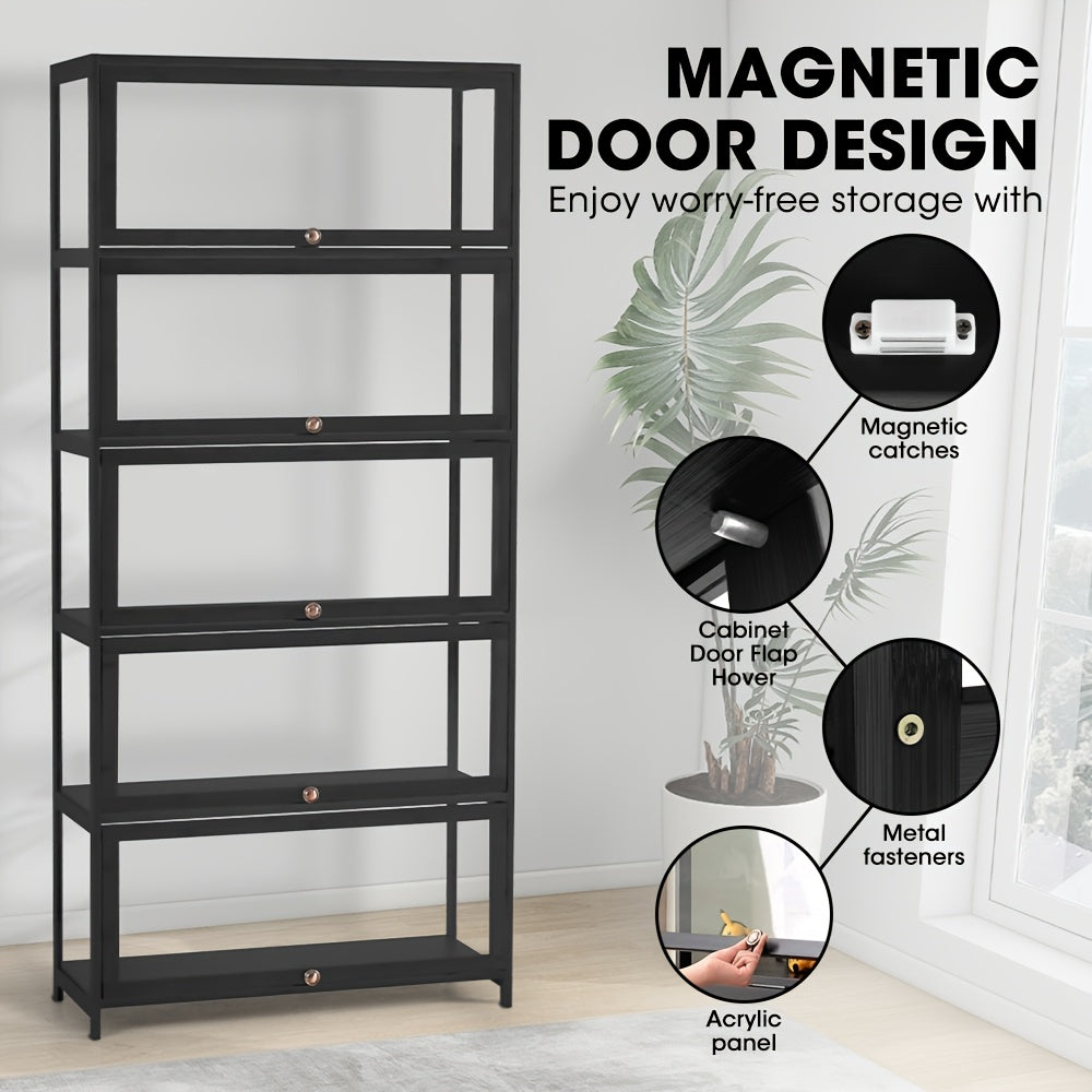 5-Tier Display Cabinet Storage Stand Rack White/ Natural/ Grey/ Black
