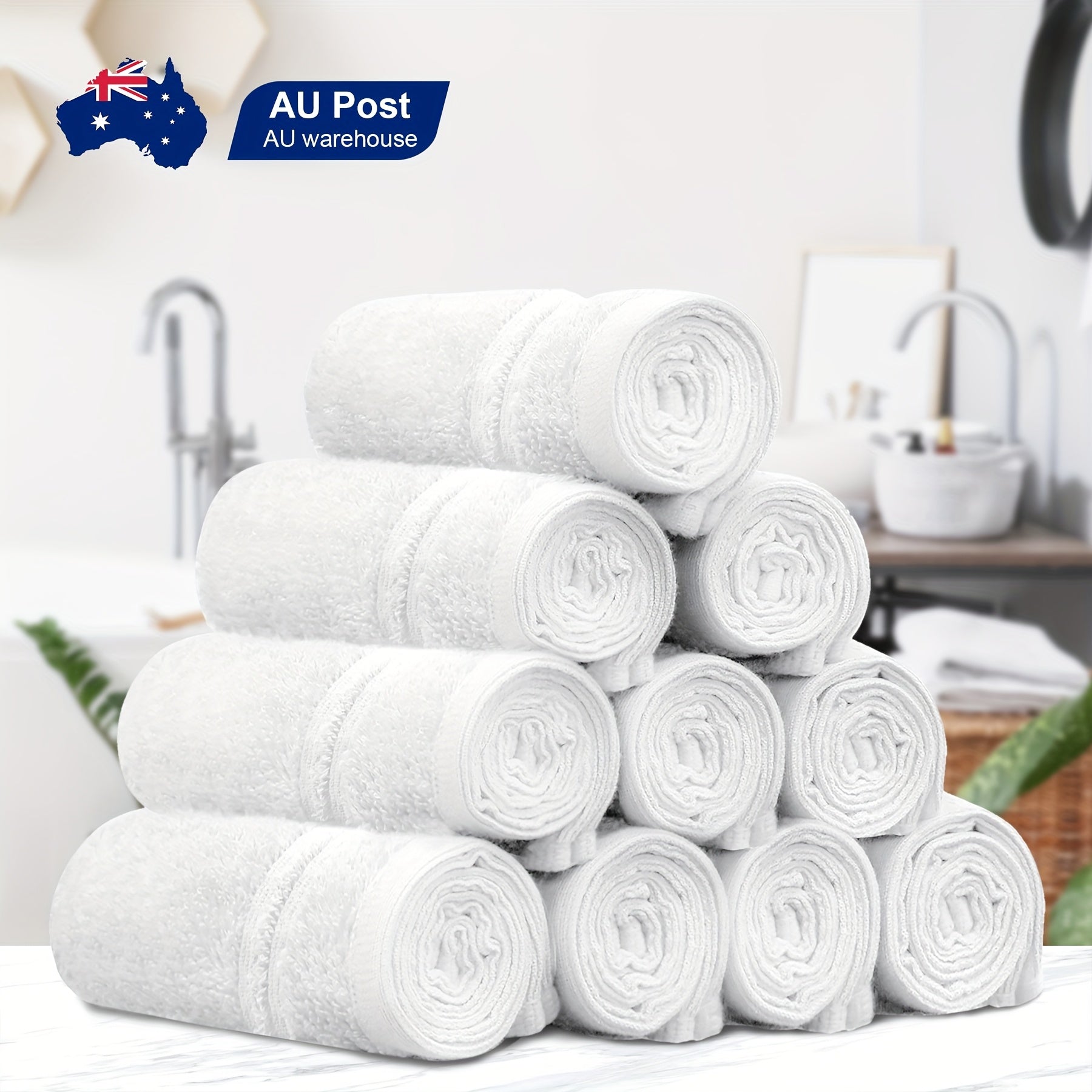 10/20pcs 100% Cotton Face Towels Washcloths - 450GSM Comfort Soft, Water Absorbent, Quick Dry Towels - Great Ribbon Gift Pack - Perfect For Famliy, Hotel, Inn, Gym, Spa, Kitchen