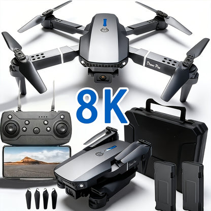 Upgraded 8K MAX Professional Obstacle Avoidance Drone, Dual Camera Dual Folding RC Fixed Height Remote Control Drone, One Click Return, One Click Takeoff/Landing, Large Control Signal, With 2 Batteries, 6800MAH, Ultra Long Endurance