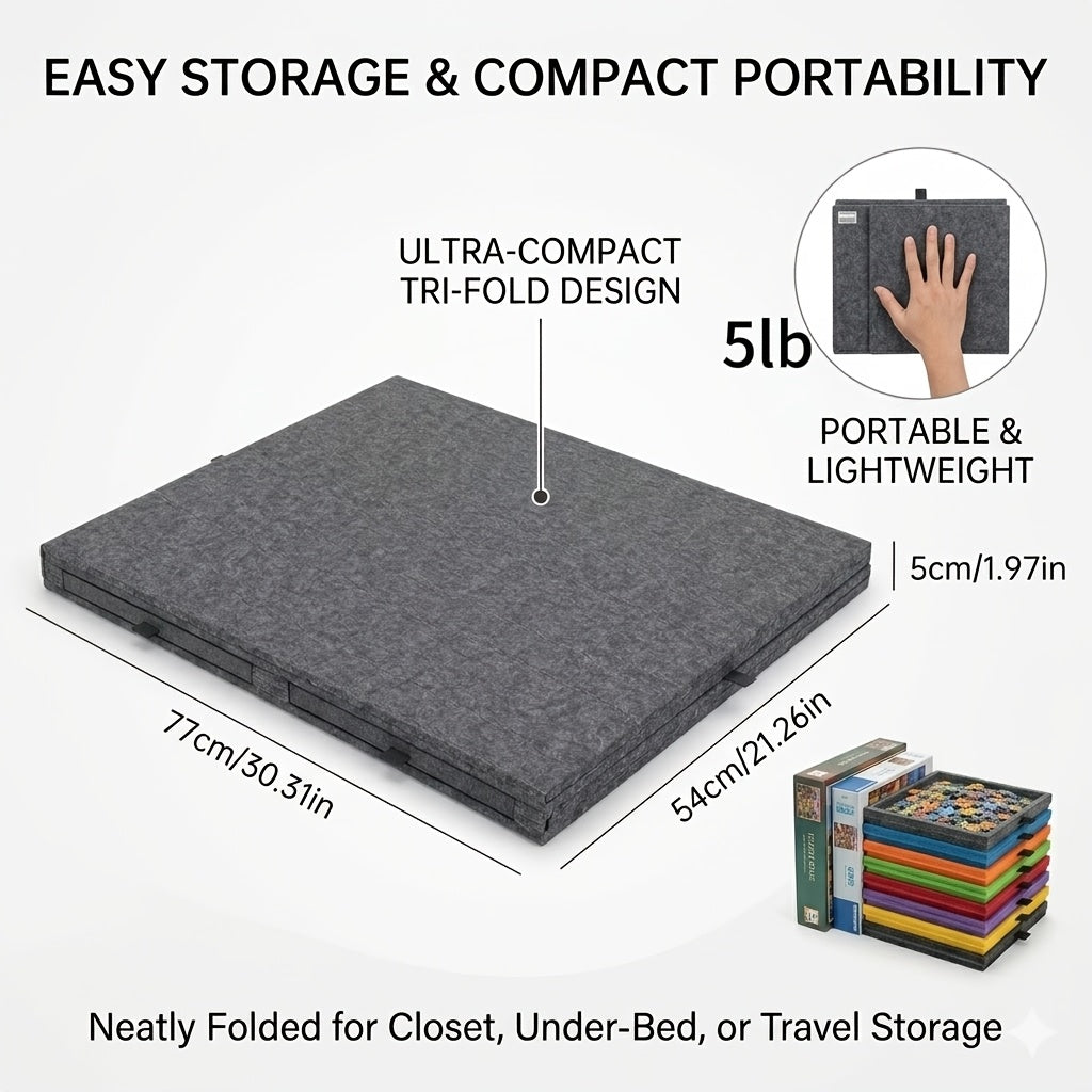 Portable 6- Drawer Felt Puzzle Board- Compact Foldable Design for Easy Storage& Sorting, Ideal for 100- 1000pcs Jigsaw Puzzles