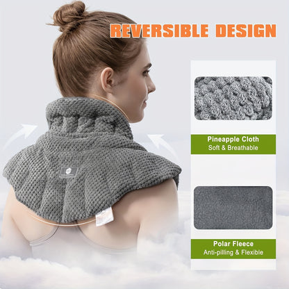 UNCN Microwave Heating Pad for Neck, Shoulders Back | Large Moist Weighted Cordless Heat Pad | Heated Neck Wrap Relaxation Grey