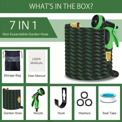 7.62meter/15.24meter/22.86meter/30.48meter/45.72meter Garden Water Pipe Nozzle Set - Portable Lightweight Soft Rubber Hose, Suitable for Outdoor Garden Irrigation In All Seasons, Car And Pet Cleaning. Lightweight Water Pipe Nozzle Combination Kit