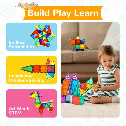 120/100/60pcs Kids Magnetic Tiles Blocks Building Educational Toys Child Gift
