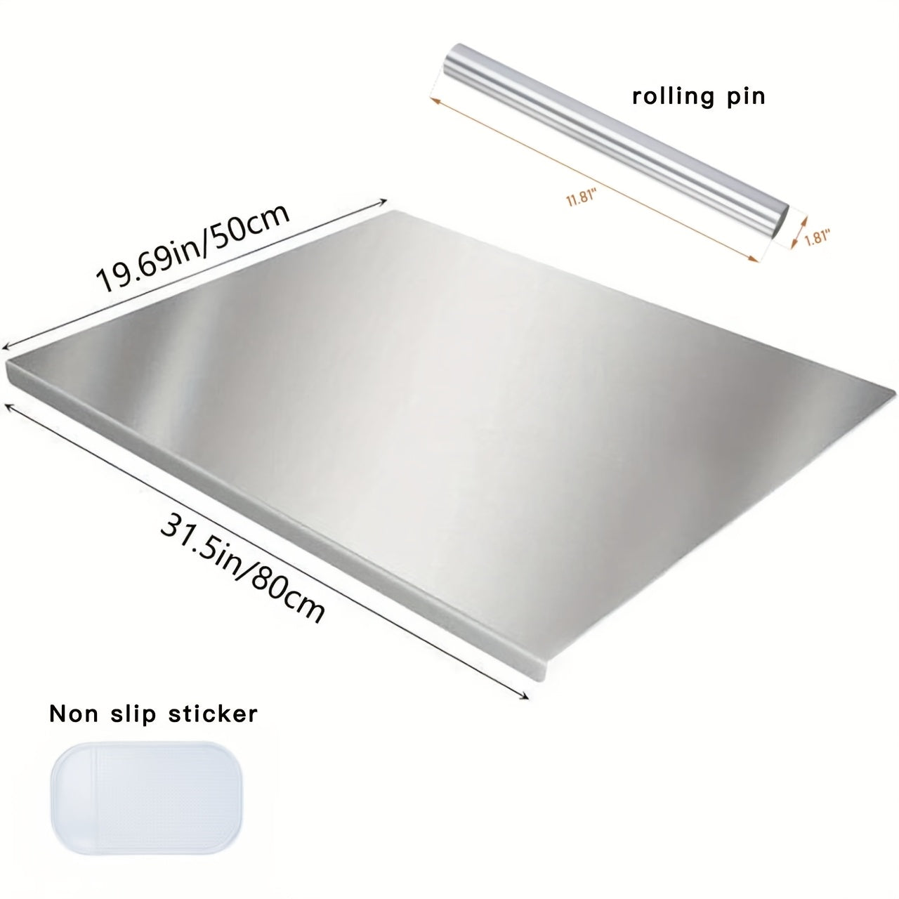 Stainless Steel Cutting Boards | 80x50cm/ 70x50cm/ 40x50cm Extra Large-size | for The Kitchen, Meat, Fruits, Vegetables, Bread, And Baking | Non-Slip Surface And Easy Clean