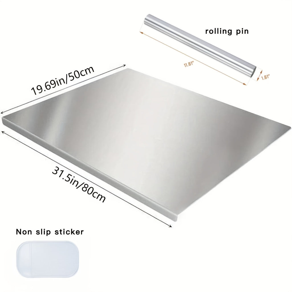 Stainless Steel Cutting Boards | 80x50cm/ 70x50cm/ 40x50cm Extra Large-size | for The Kitchen, Meat, Fruits, Vegetables, Bread, And Baking | Non-Slip Surface And Easy Clean