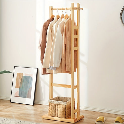 1pc Clothing Rack Corner Coat Rack Stand Hall Trees Standing Clothes Hanging Rail Garment with 2 Shelves 3 Hanger Hooks and Pants Hanger for Entryway Bedroom Living Room 38X30X155cm