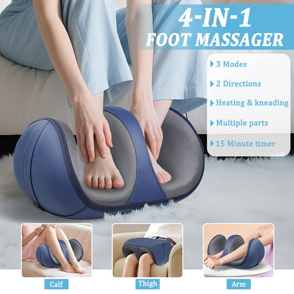 Cordless 3D Shiatsu Foot Massager with Deep-Kneading Nodes & Heat - USB Rechargeable Portable Full Body for Calf, Leg, Arm, Hand - -like Surface (Low-Maintenance) - Ideal Gift for Relaxation & Improved