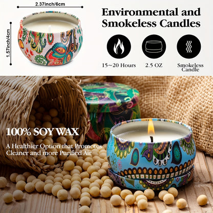 16 Packs Of 2.5-ounce Ham-style Tin Scented Candles, Soy Wax Scented Candle Gift Set, Suitable for Families, Meditation, Yoga, Anniversaries, Halloween Gifts, Christmas Gifts, Weddings, Churches, Seasonal Celebrations And Emergencies.