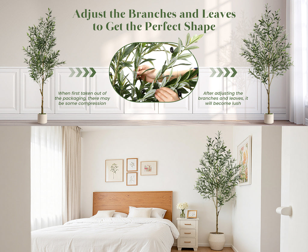 180Cm Artificial Olive Trees, Faux Silk Plant with Lively Artificial Trunk And Lifelike Fruits, Indoor Fake Potted Tree with White Planter for Modern Home Office Living Room Decor, 120/150/180/210/240Cm