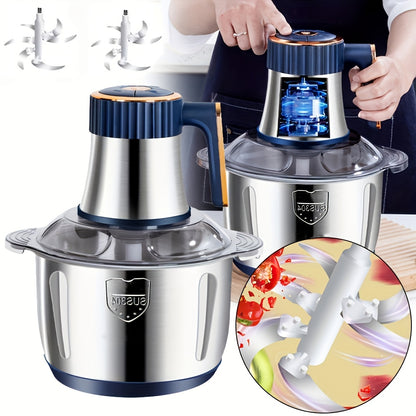 5-speed Food Chopper, Food Processor Electric Dough Mixer, 5L Large Apacity Meat Grinder with Blades, Stainless Steel Mincer for Kitchen, Vegetable, Onion, Garlic, Salad, Fruit, Nuts