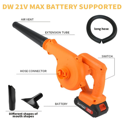 2-in-1 Cordless Electric Leaf Blower, Handheld Blower That Combines Blowing And Suction. Equipped with An Upgraded Lithium Battery, 1/2 Battery Optional, And Extension Hose. Powerful Motor, Easy to Operate. Suitable for Yard Dusting And Leaf Removal.