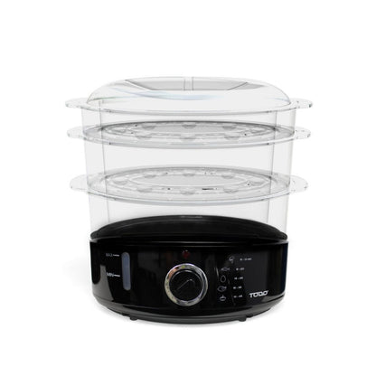 9L Steam Cooker Steamer 3 Tray 800W Power Dial Timer Healthy Stackable