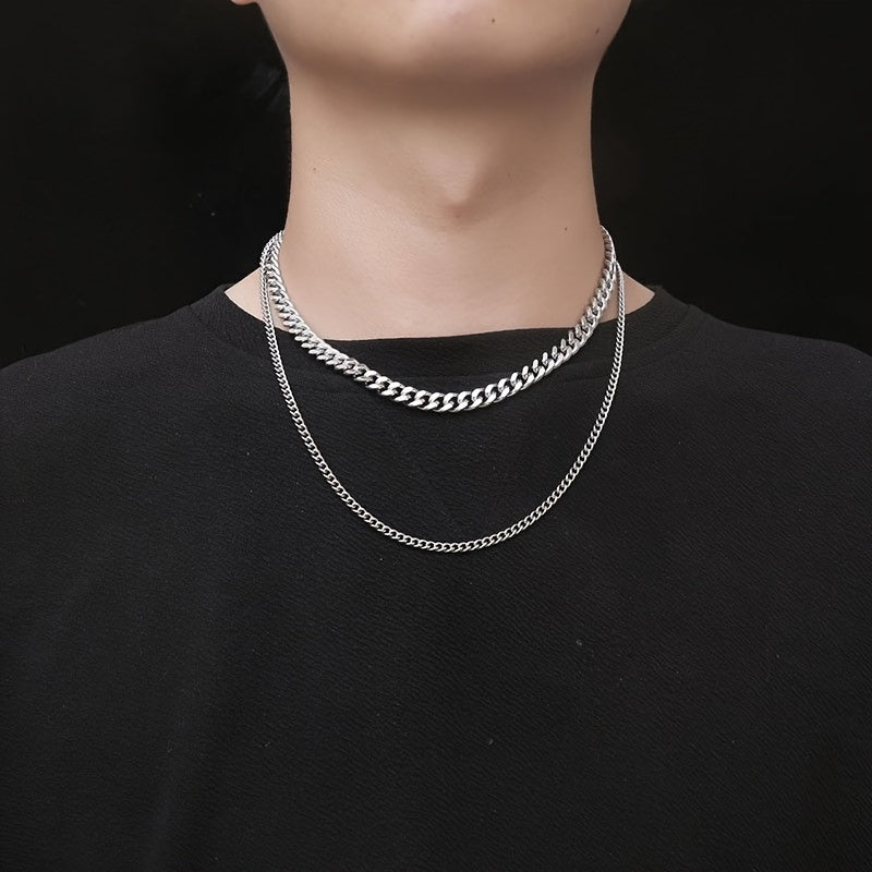 A Stylish And Attractive Necklace Made of Stainless Steel, Featuring a Cuban Curb Chain Design, Available in Lengths from 16 to 76.2 cm And Widths of 3, 5, 7, 9, Or 11 Mm, Suitable for Men
