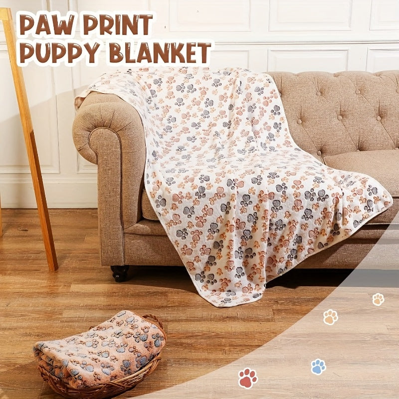 3pcs Fleece Pet Blanket Suitable for Dogs & Cats - Soft Warm Fluffy Bed Mat with Paw Print & T-Dot Heart Design, Cozy Bedding for Small Medium Dogs, Machine Washable Fleece Sleep Mat
