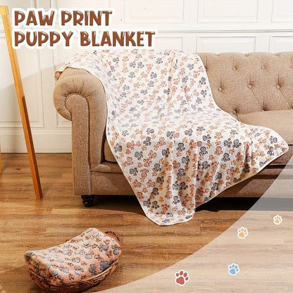 3pcs Fleece Pet Blanket Suitable for Dogs & Cats - Soft Warm Fluffy Bed Mat with Paw Print & T-Dot Heart Design, Cozy Bedding for Small Medium Dogs, Machine Washable Fleece Sleep Mat